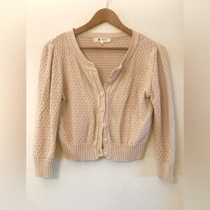 Nude/Blush Pink 100% Cotton Ye Mak Knit Cardigan Sweater. Size M